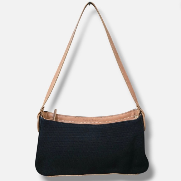 Vintage Shoulder Bag Y2k Cole Haan Mini Baguette Black Canvas Hampton Demi Purse - Picture 1 of 8